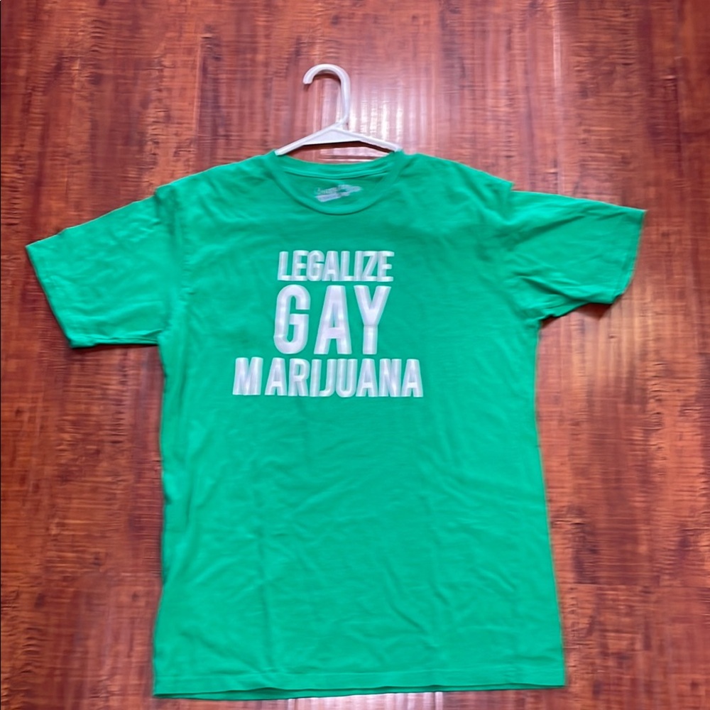Crazy Dog T-Shirts Green Short Sleeve Tee with Graphic Message